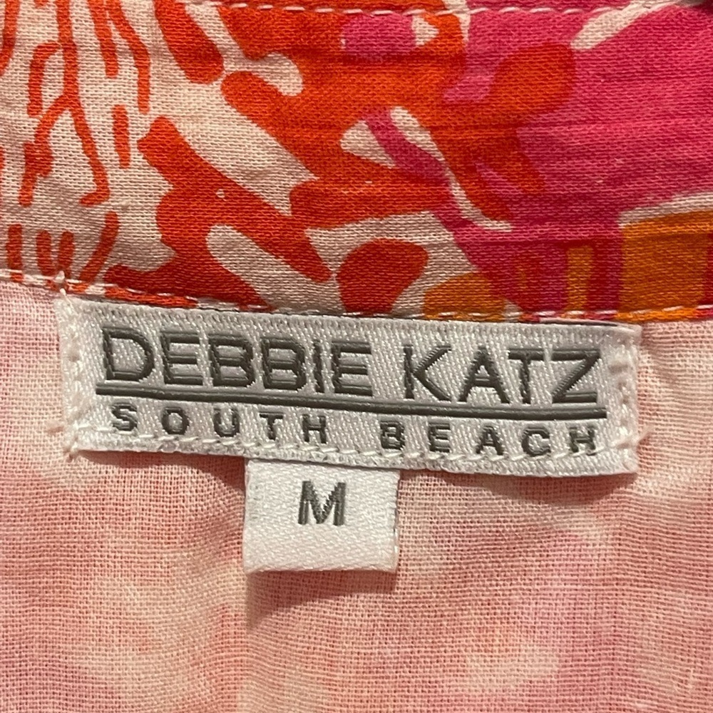 Debbie Katz South Beach Sinia Pink Orange Embroidered Trim Dress size M EUC - Picture 4 of 6